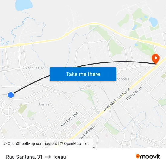 Rua Santana, 31 to Ideau map