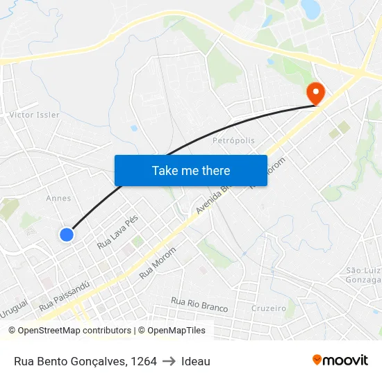 Rua Bento Gonçalves, 1264 to Ideau map
