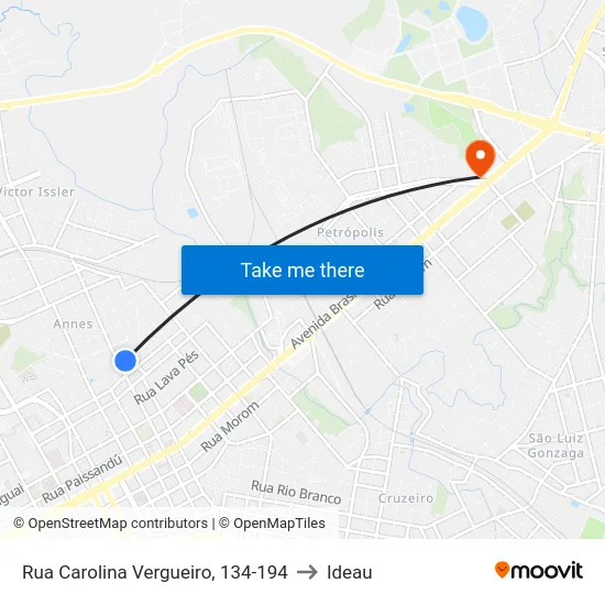 Rua Carolina Vergueiro, 134-194 to Ideau map