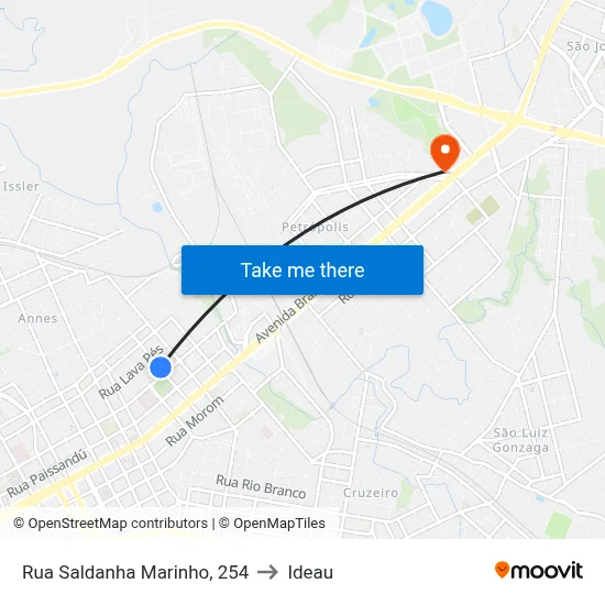Rua Saldanha Marinho, 254 to Ideau map