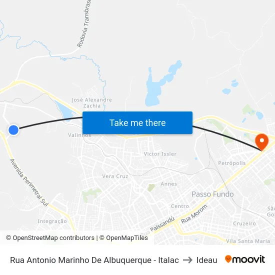 Rua Antonio Marinho De Albuquerque - Italac to Ideau map
