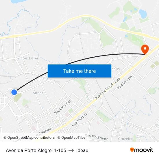 Avenida Pôrto Alegre, 1-105 to Ideau map
