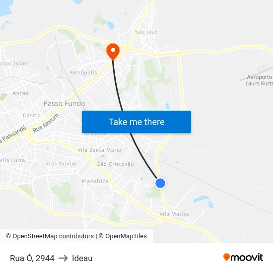 Rua Ó, 2944 to Ideau map