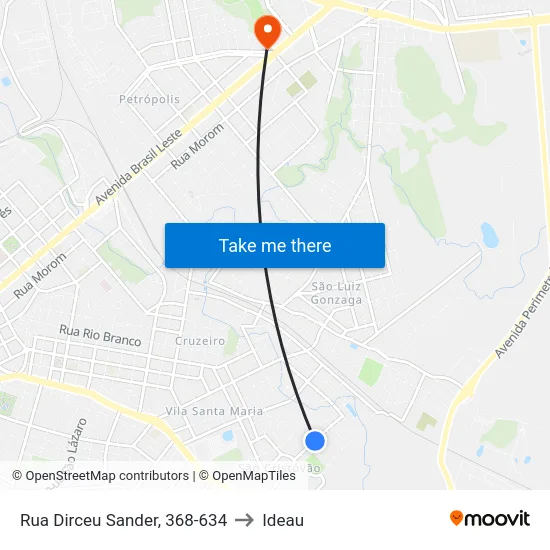 Rua Dirceu Sander, 368-634 to Ideau map