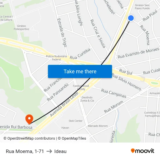 Rua Moema, 1-71 to Ideau map