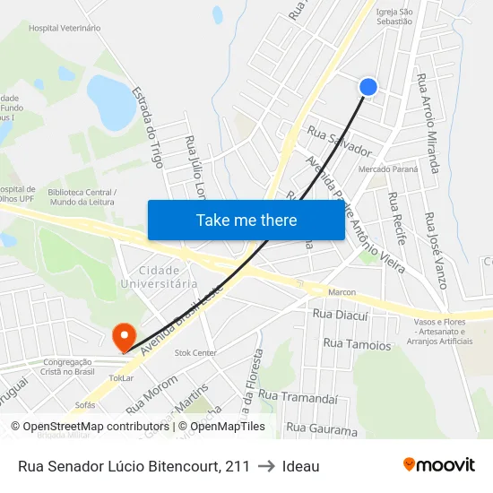 Rua Senador Lúcio Bitencourt, 211 to Ideau map