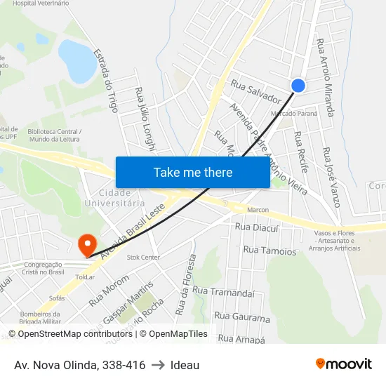 Av. Nova Olinda, 338-416 to Ideau map
