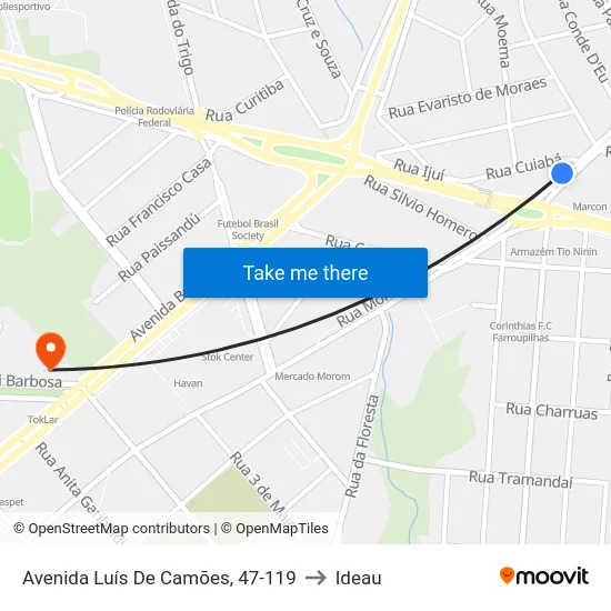 Avenida Luís De Camões, 47-119 to Ideau map