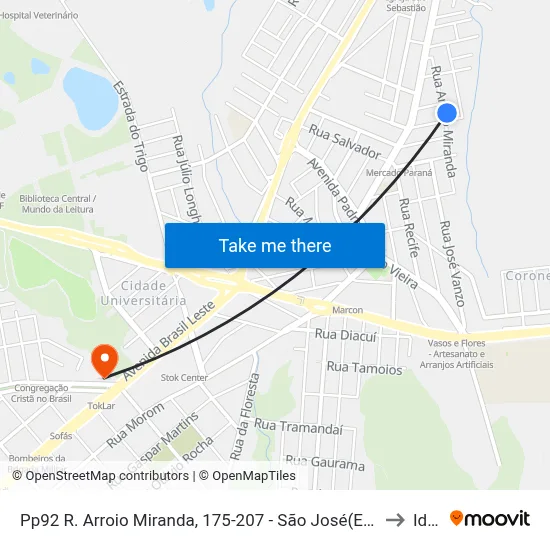 Pp92 R. Arroio Miranda, 175-207 - São José(Esquina Arroio Miranda) to Ideau map