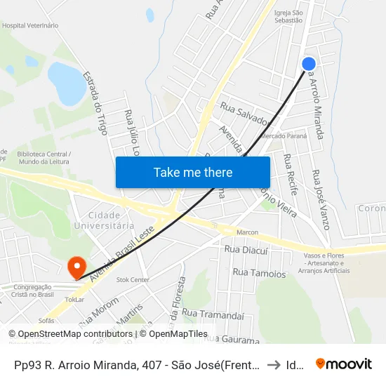 Pp93 R. Arroio Miranda, 407 - São José(Frente Casa 407) to Ideau map