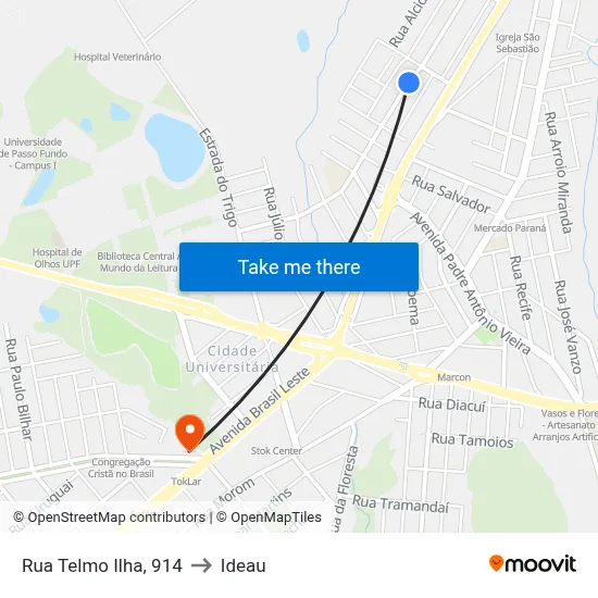 Rua Telmo Ilha, 914 to Ideau map