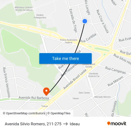 Avenida Silvio Romero, 211-275 to Ideau map