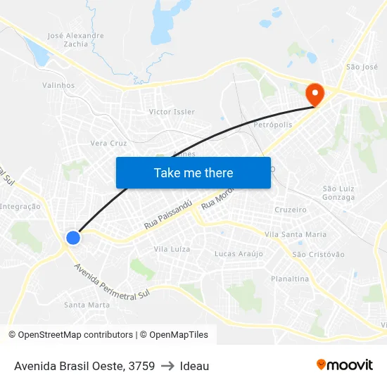 Avenida Brasil Oeste, 3759 to Ideau map