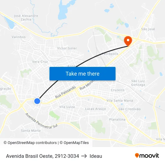 Avenida Brasil Oeste, 2912-3034 to Ideau map