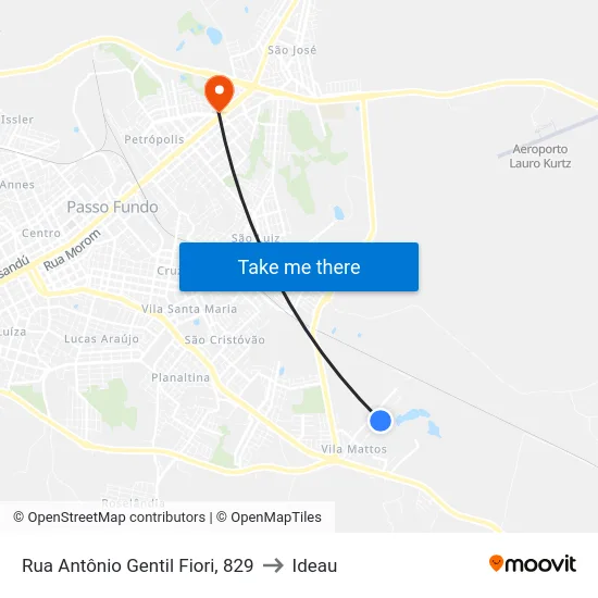 Rua Antônio Gentil Fiori, 829 to Ideau map