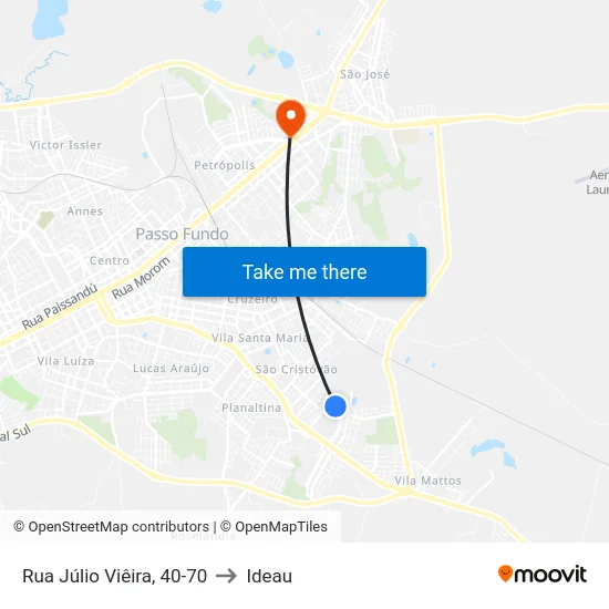 Rua Júlio Viêira, 40-70 to Ideau map