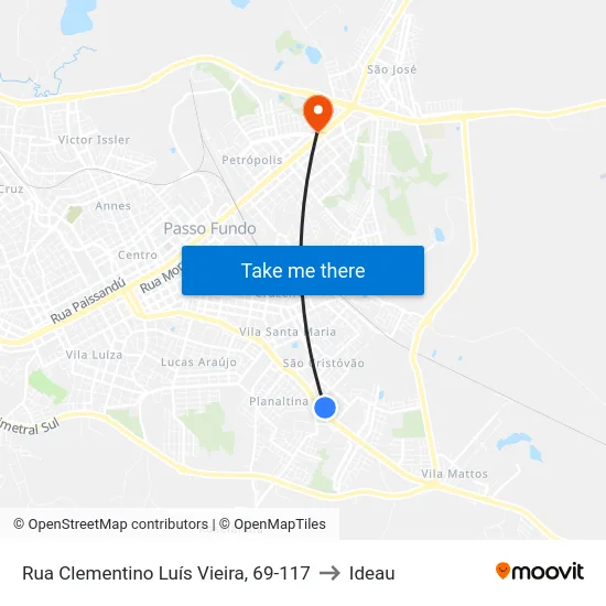 Rua Clementino Luís Vieira, 69-117 to Ideau map