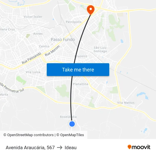 Avenida Araucária, 567 to Ideau map