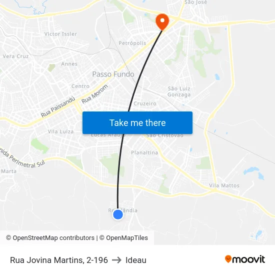 Rua Jovina Martins, 2-196 to Ideau map
