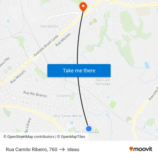 Rua Camilo Ribeiro, 760 to Ideau map