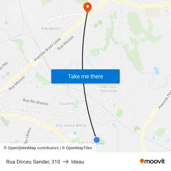 Rua Dirceu Sander, 310 to Ideau map