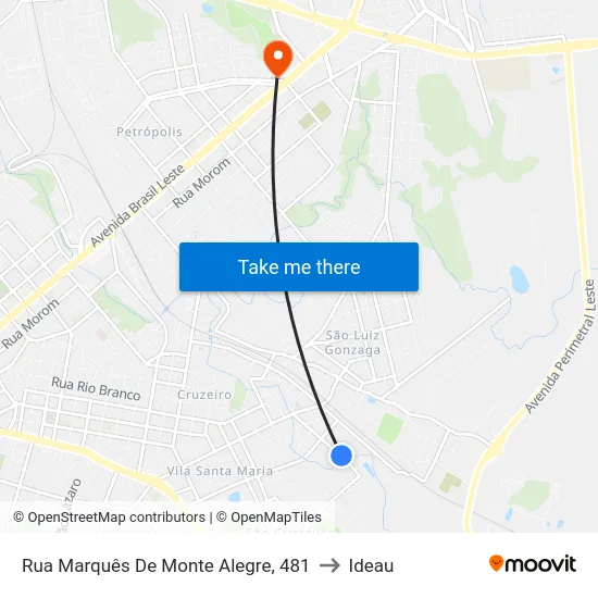 Rua Marquês De Monte Alegre, 481 to Ideau map