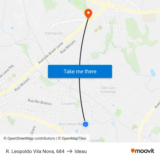 R. Leopoldo Vila Nova, 684 to Ideau map