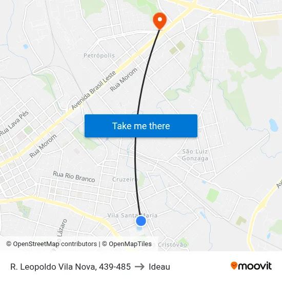 R. Leopoldo Vila Nova, 439-485 to Ideau map