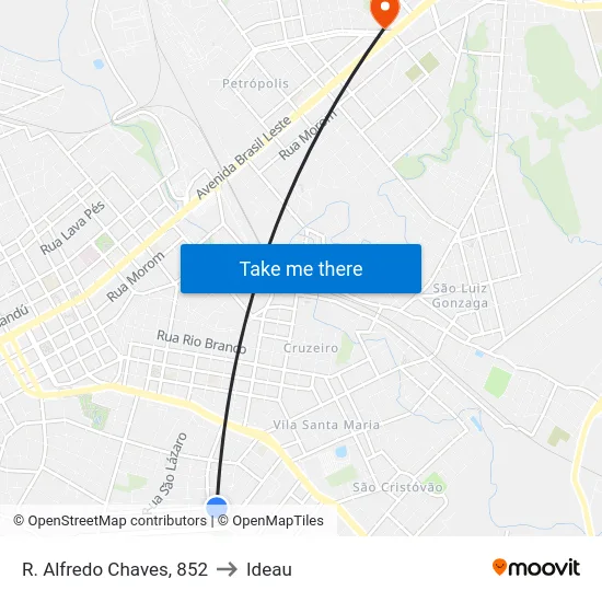 R. Alfredo Chaves, 852 to Ideau map