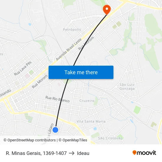 R. Minas Gerais, 1369-1407 to Ideau map