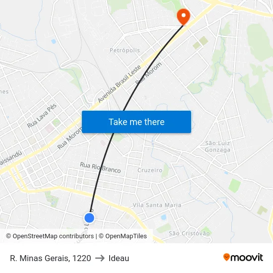 R. Minas Gerais, 1220 to Ideau map