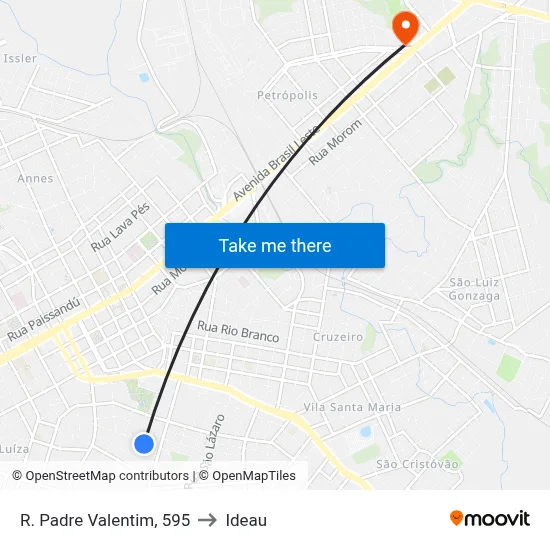 R. Padre Valentim, 595 to Ideau map