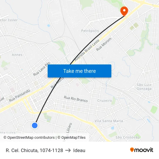 R. Cel. Chicuta, 1074-1128 to Ideau map