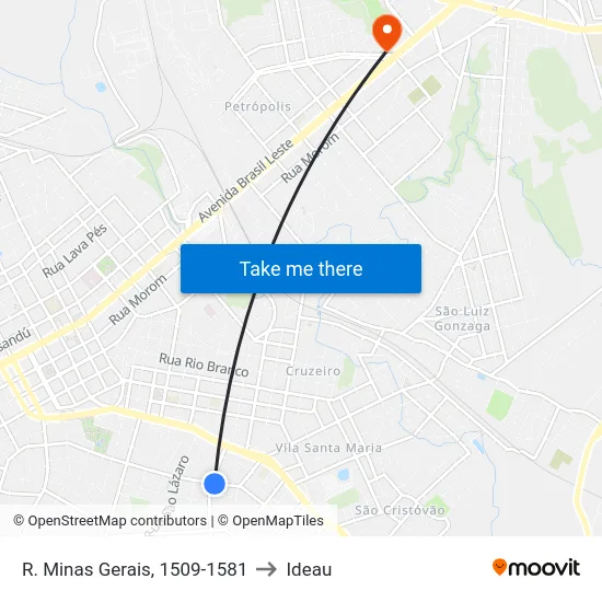 R. Minas Gerais, 1509-1581 to Ideau map