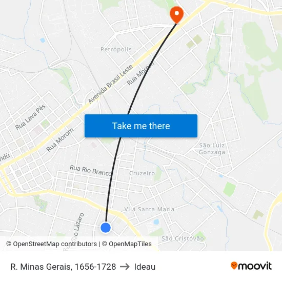 R. Minas Gerais, 1656-1728 to Ideau map