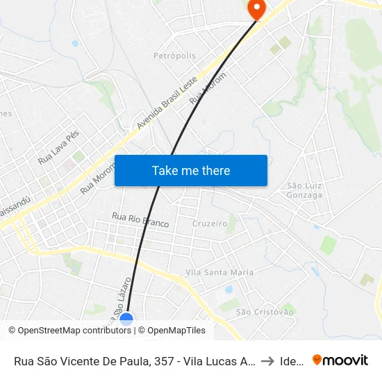 Rua São Vicente De Paula, 357 - Vila Lucas Araujo to Ideau map