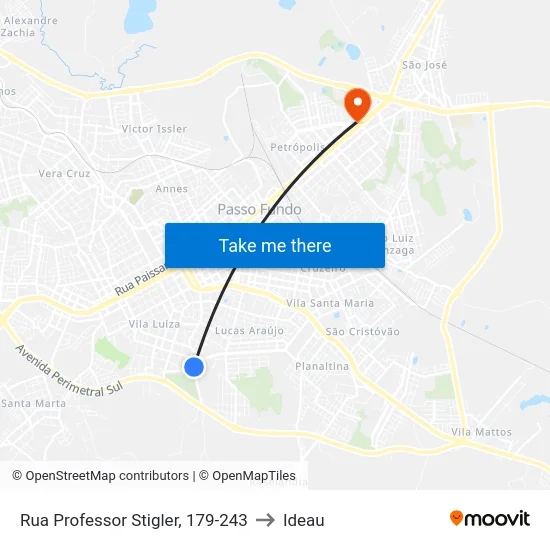 Rua Professor Stigler, 179-243 to Ideau map