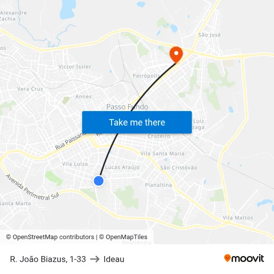 R. João Biazus, 1-33 to Ideau map