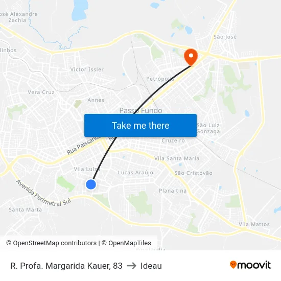 R. Profa. Margarida Kauer, 83 to Ideau map