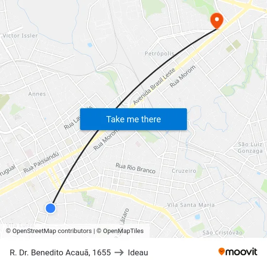 R. Dr. Benedito Acauã, 1655 to Ideau map