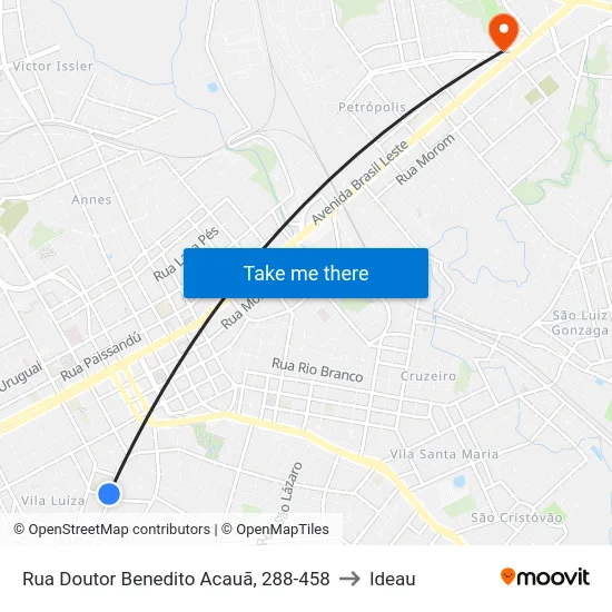 Rua Doutor Benedito Acauã, 288-458 to Ideau map