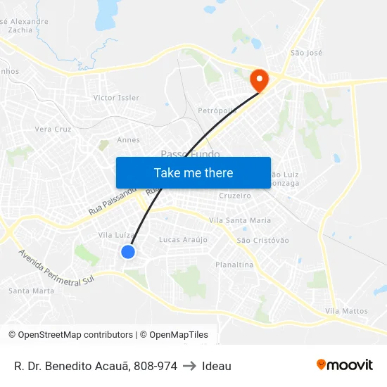 R. Dr. Benedito Acauã, 808-974 to Ideau map