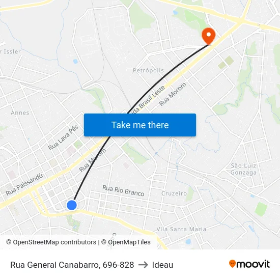 Rua General Canabarro, 696-828 to Ideau map