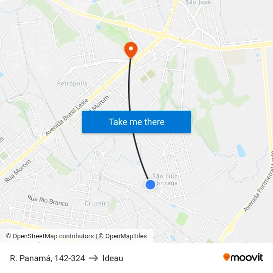 R. Panamá, 142-324 to Ideau map