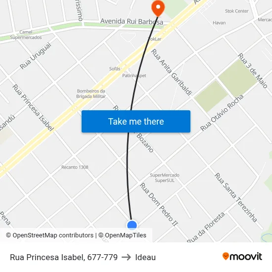 Rua Princesa Isabel, 677-779 to Ideau map
