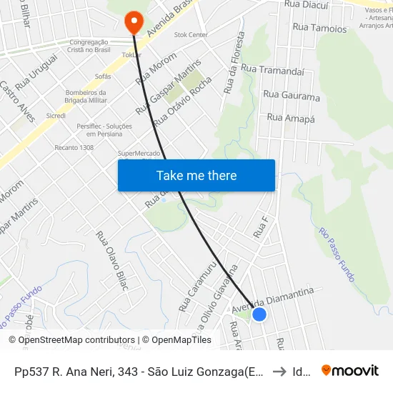 Pp537 R. Ana Neri, 343 - São Luiz Gonzaga(Em Frente Casa) to Ideau map