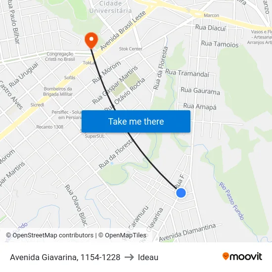Avenida Giavarina, 1154-1228 to Ideau map