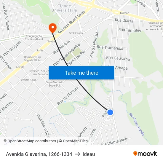 Avenida Giavarina, 1266-1334 to Ideau map