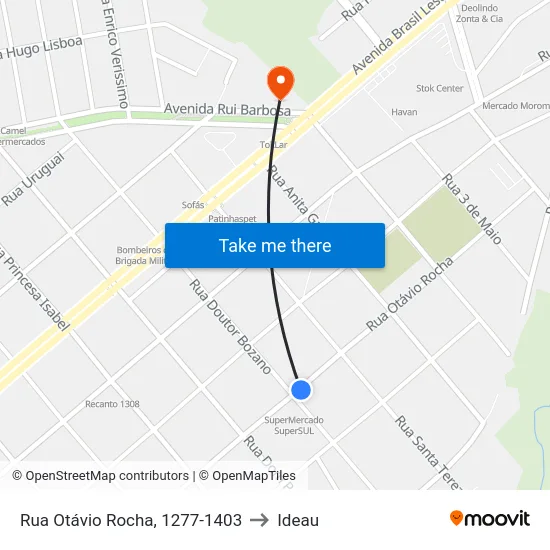 Rua Otávio Rocha, 1277-1403 to Ideau map