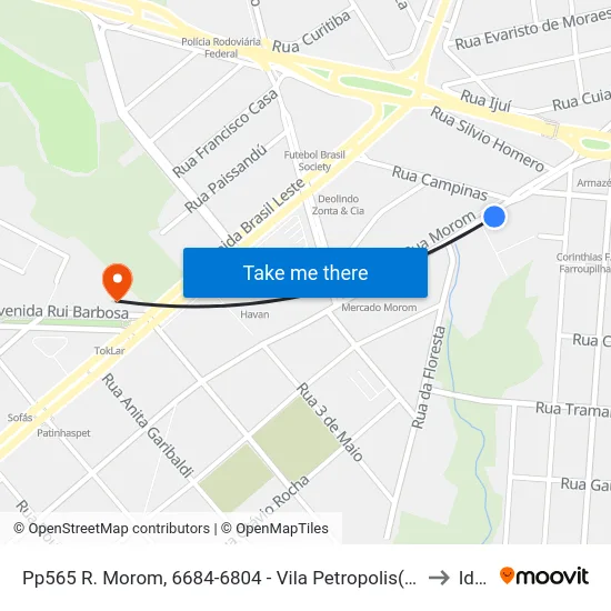 Pp565 R. Morom, 6684-6804 - Vila Petropolis(Em Frente Casa 2548) to Ideau map